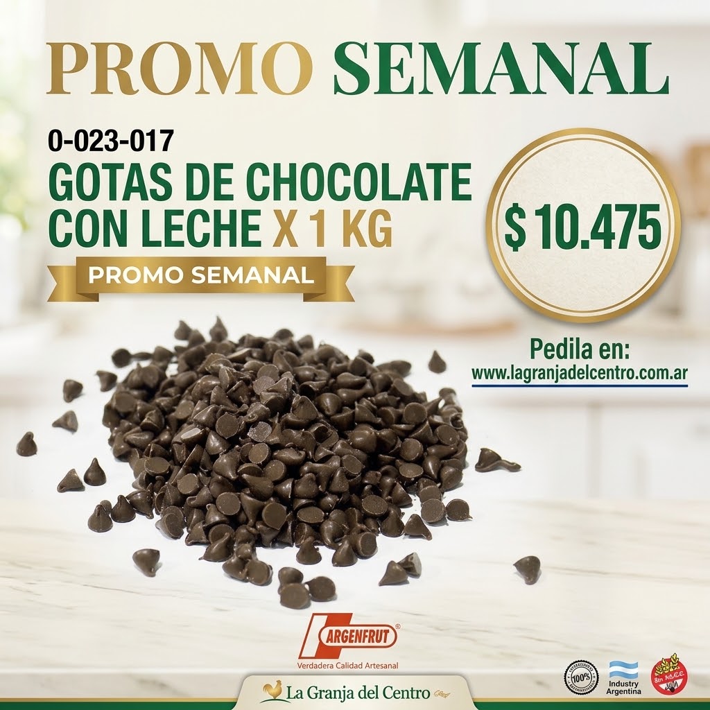 Ofertas y Promociones GOTAS DE CHOCOLATE CON LECHE X 1 KG promo semanal